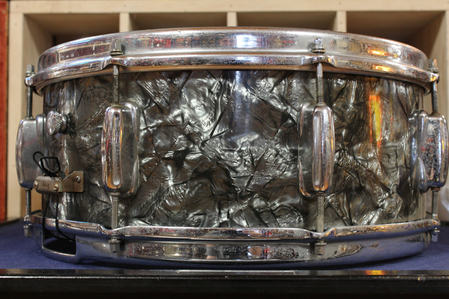 1960s Slingerland 5.5x14 Super Gene Krupa Snare Drum in Black Diamond Pearl
