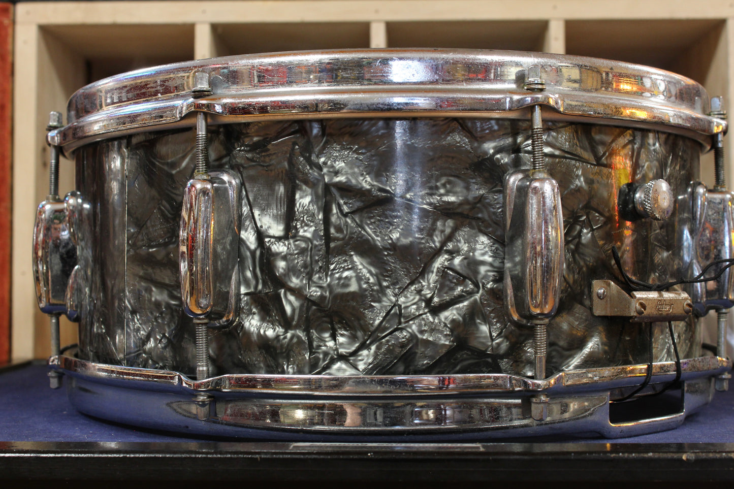 1960s Slingerland 5.5x14 Super Gene Krupa Snare Drum in Black Diamond Pearl