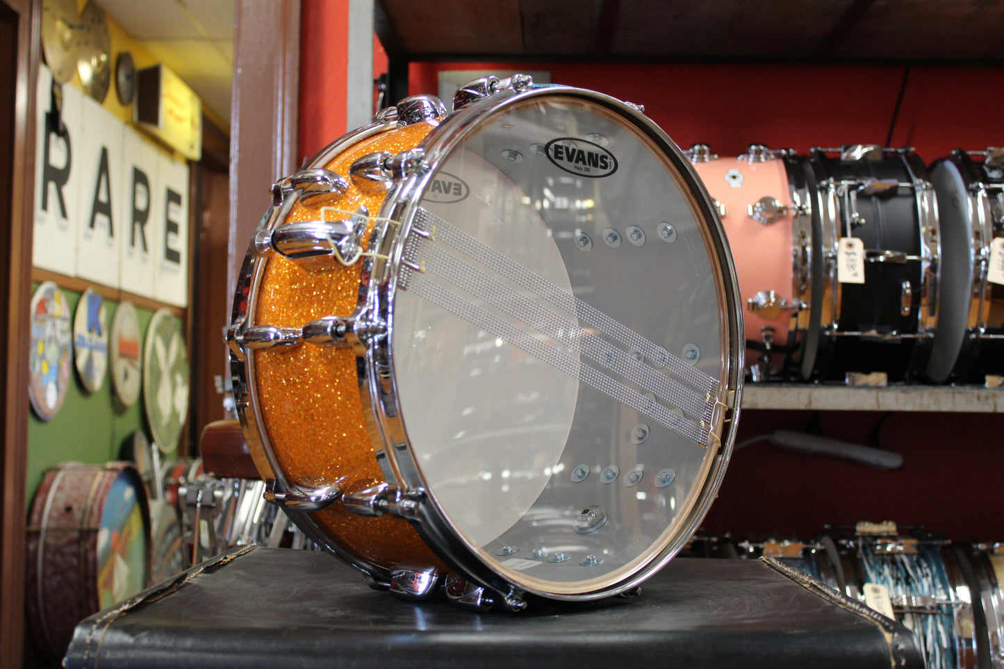 Gretsch 6.5x14 USA Custom Snare Drum in Gold Glass Glitter