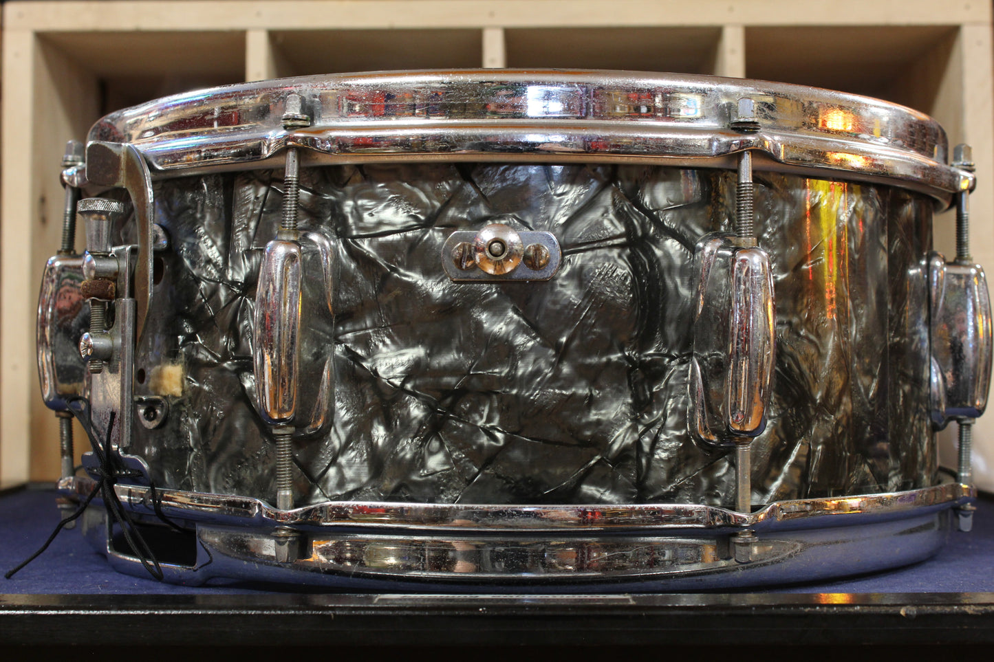1960s Slingerland 5.5x14 Super Gene Krupa Snare Drum in Black Diamond Pearl