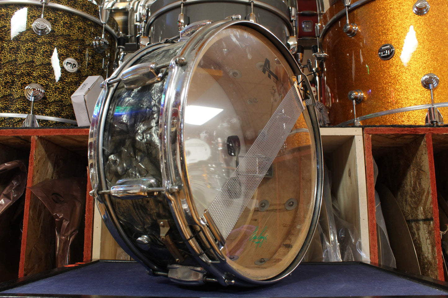 1960s Slingerland 5.5x14 Super Gene Krupa Snare Drum in Black Diamond Pearl