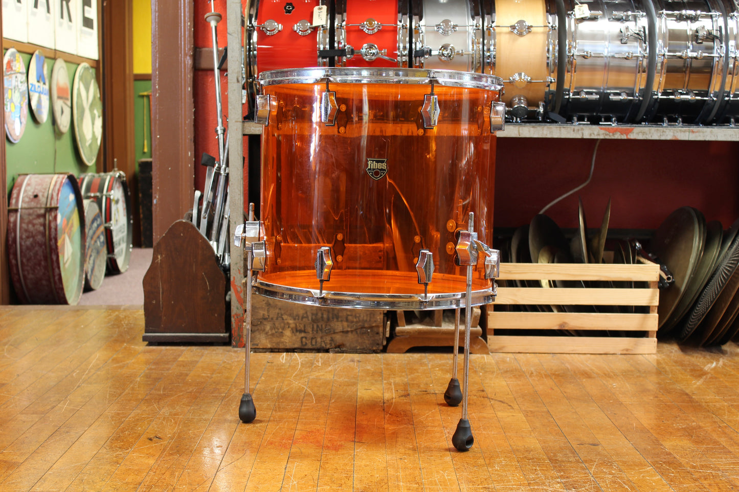 1990s Fibes Austin Era 16x18 Floor Tom in Amber Acrylic