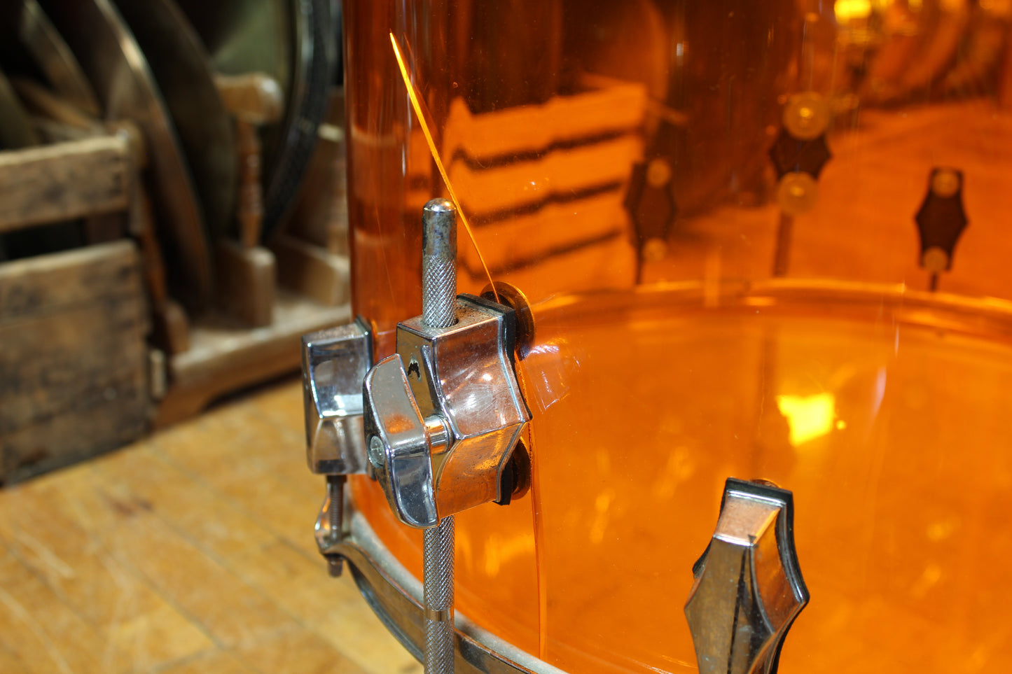 1990s Fibes Austin Era 16x18 Floor Tom in Amber Acrylic