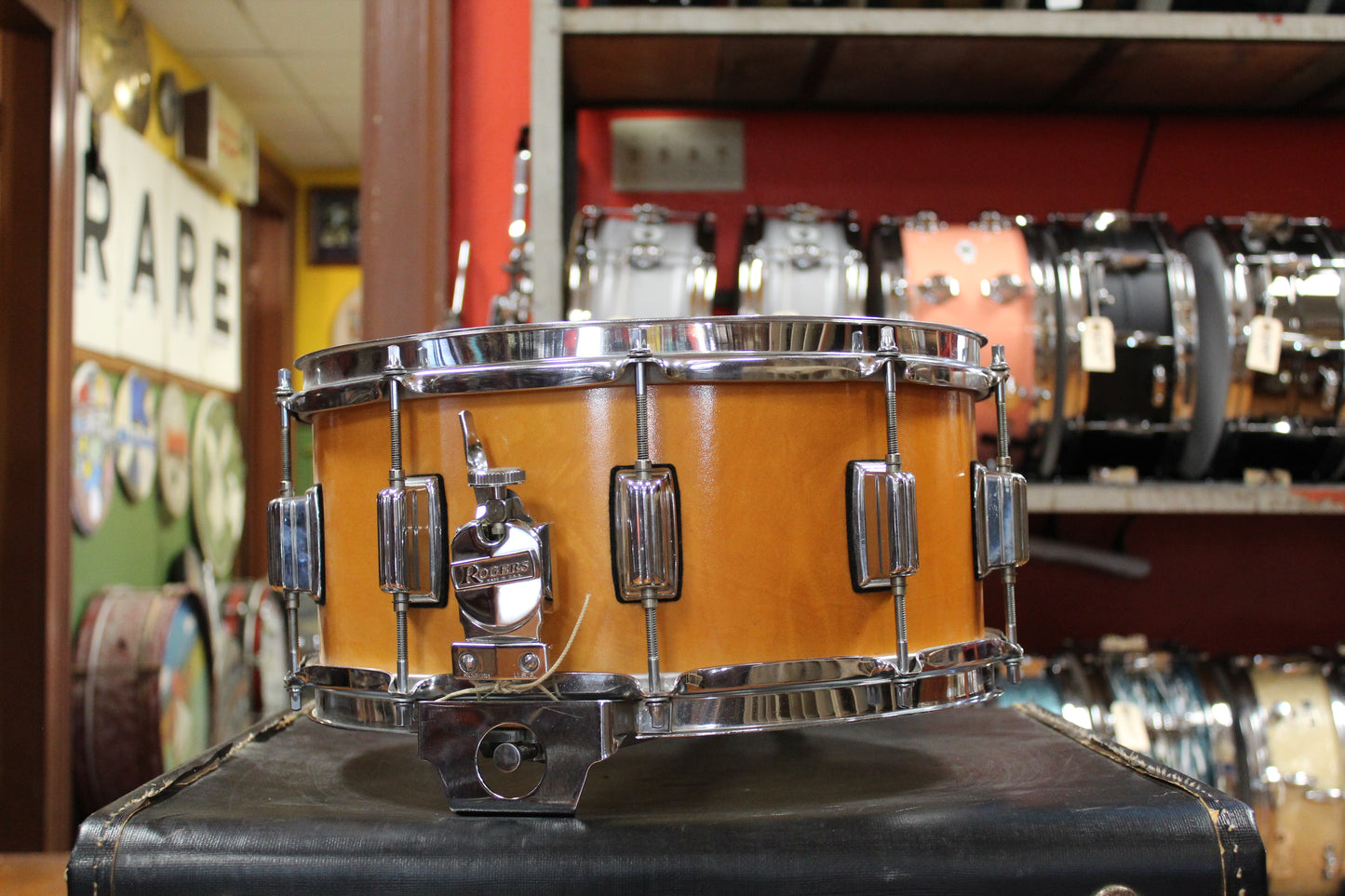 1970s Rogers Big R 6.5x14 Wood Dyna-sonic Snare Drum