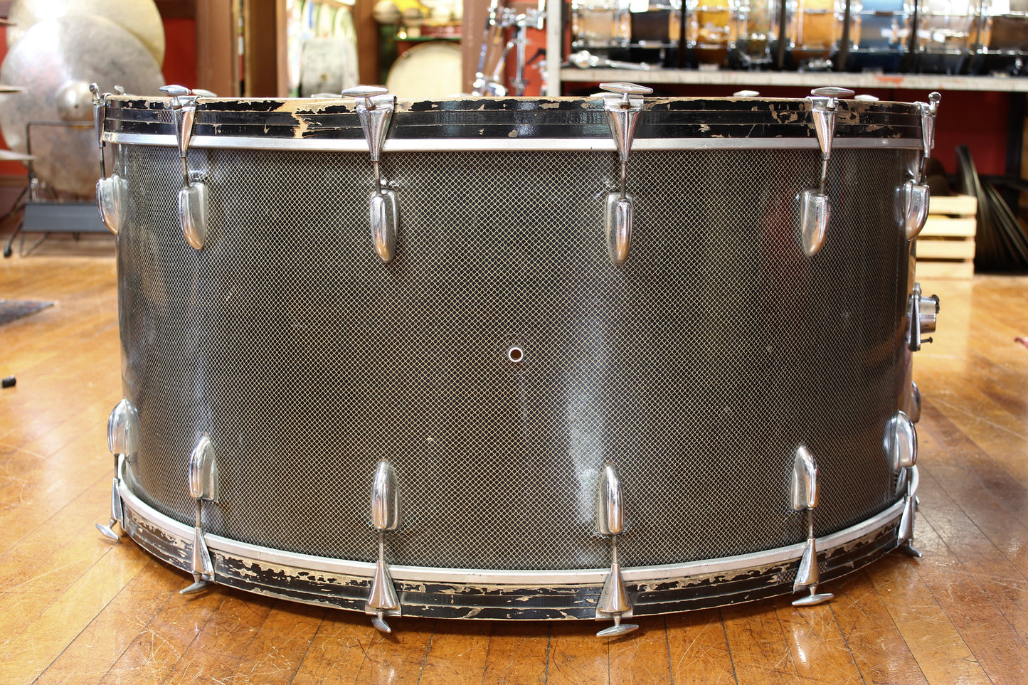 1960s Slingerland 18"x40" Concert Bass Drum in Gold Veiled Ebony Pearl