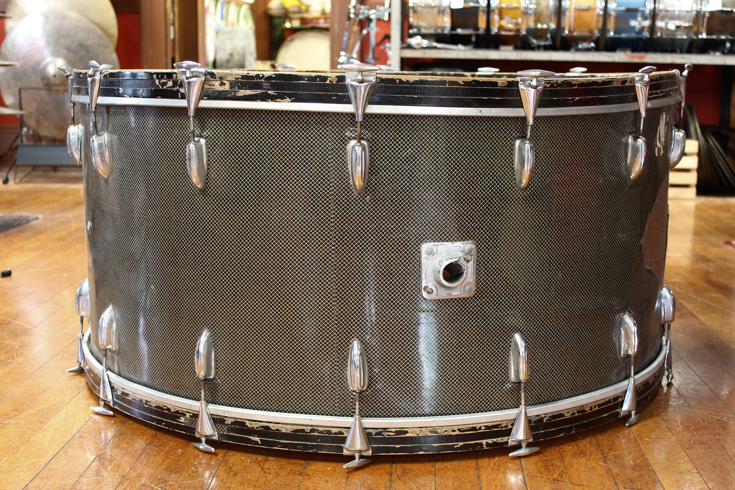 1960s Slingerland 18"x40" Concert Bass Drum in Gold Veiled Ebony Pearl