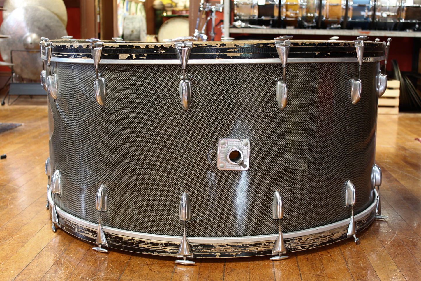 1960s Slingerland 18"x40" Concert Bass Drum in Gold Veiled Ebony Pearl