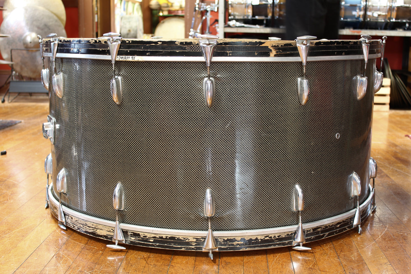 1960s Slingerland 18"x40" Concert Bass Drum in Gold Veiled Ebony Pearl