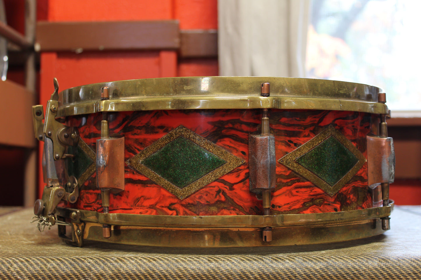 1930s Premier Dominion Super 5.5"x14" Snare Drum in Sunset Pearl