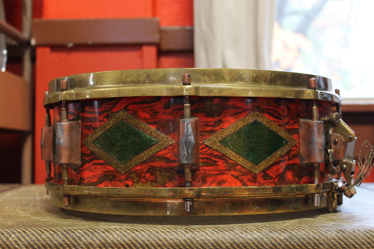 1930s Premier Dominion Super 5.5"x14" Snare Drum in Sunset Pearl