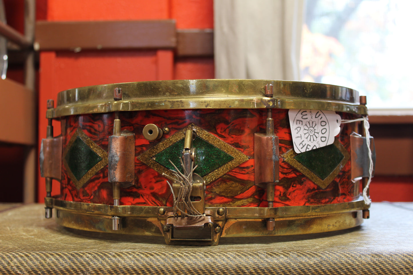 1930s Premier Dominion Super 5.5"x14" Snare Drum in Sunset Pearl