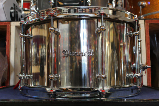 Dunnett Classic Stainless Steel Snare Drum 8"x14" Polished