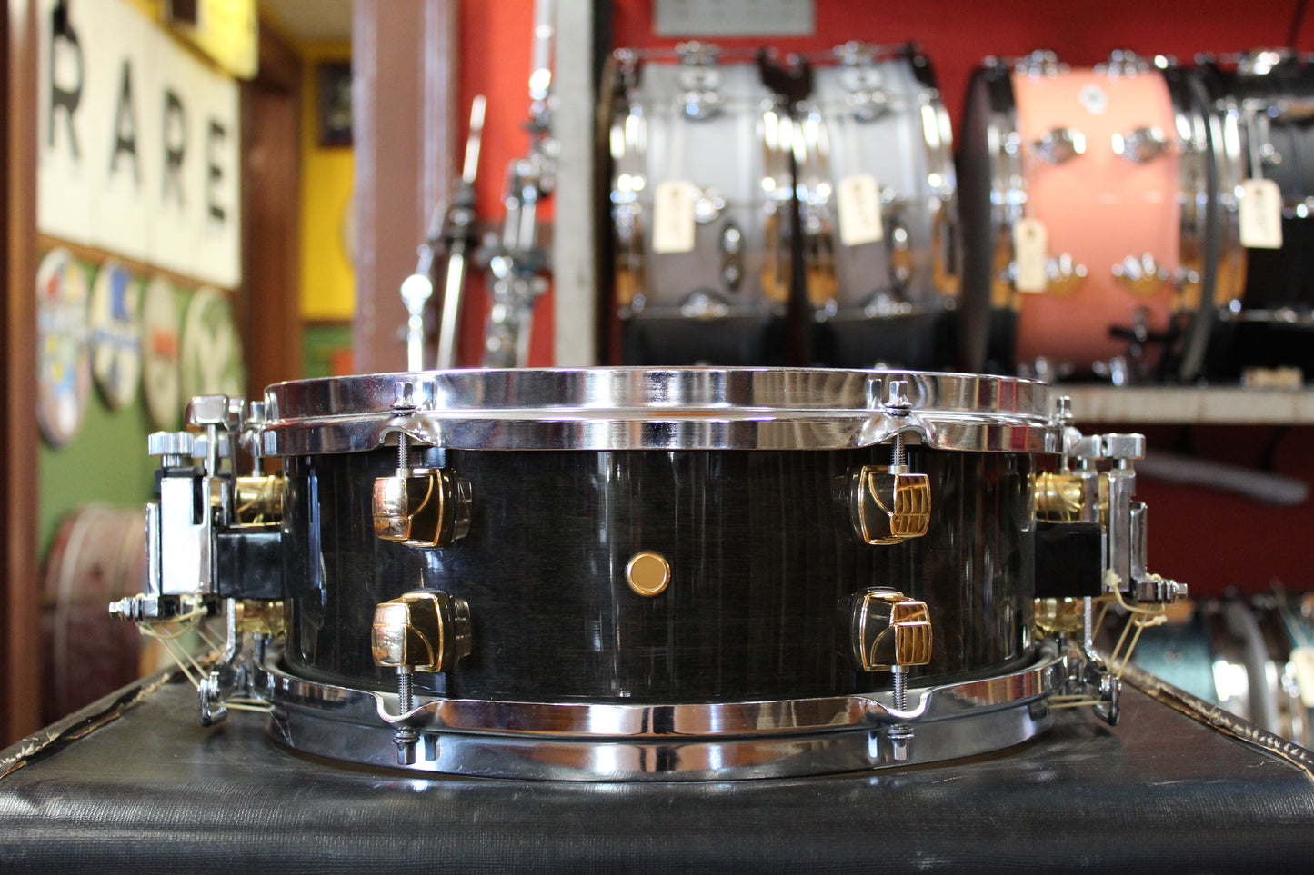 1990s Yamaha 5x13 Dave Weckl Signature Snare Drum in Black Lacquer