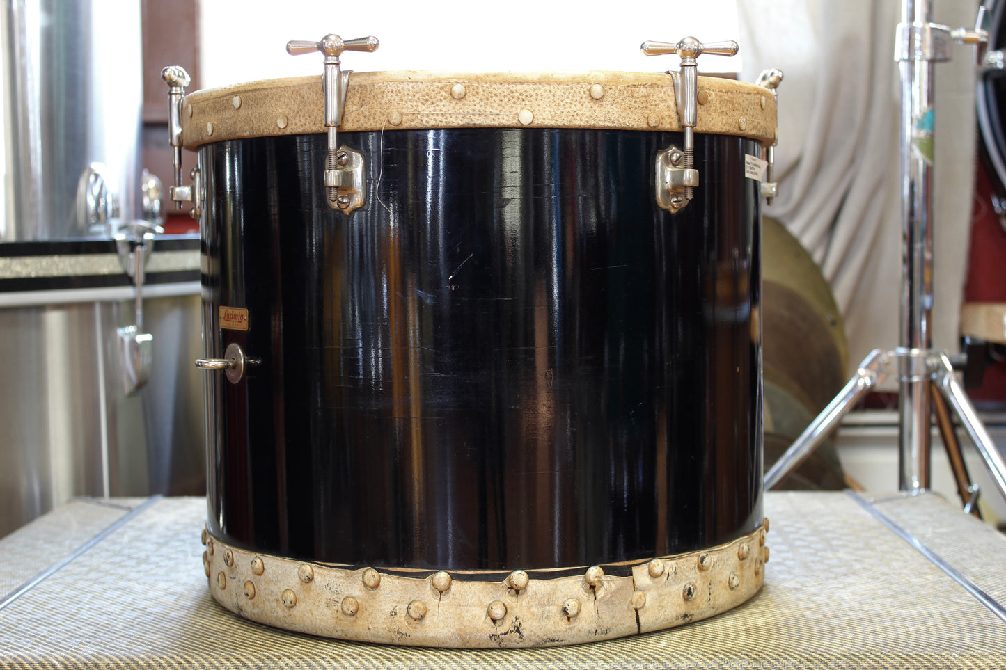 1930s Ludwig 12"x14" Tacked Tom in Black Lacquer