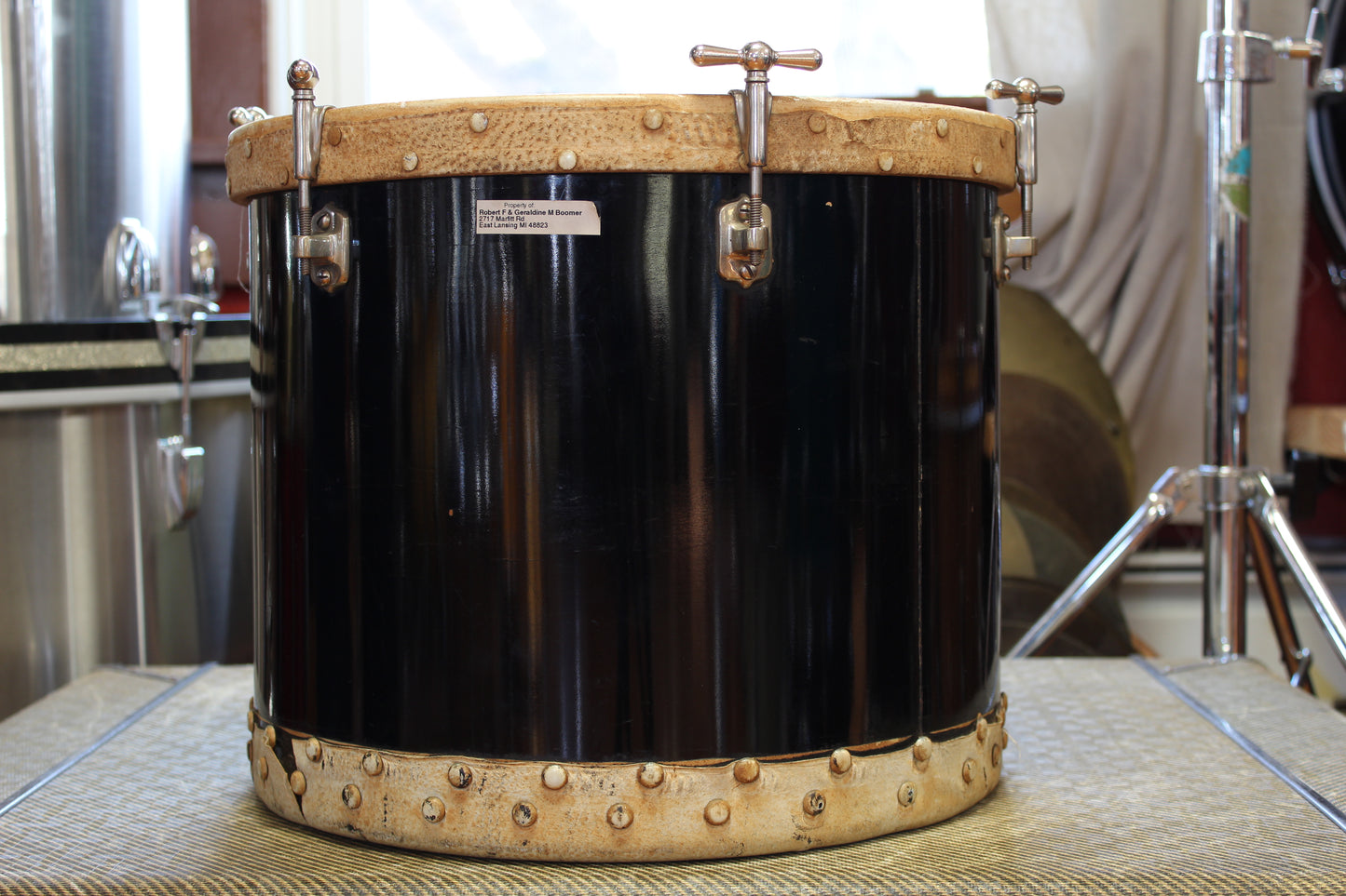 1930s Ludwig 12"x14" Tacked Tom in Black Lacquer