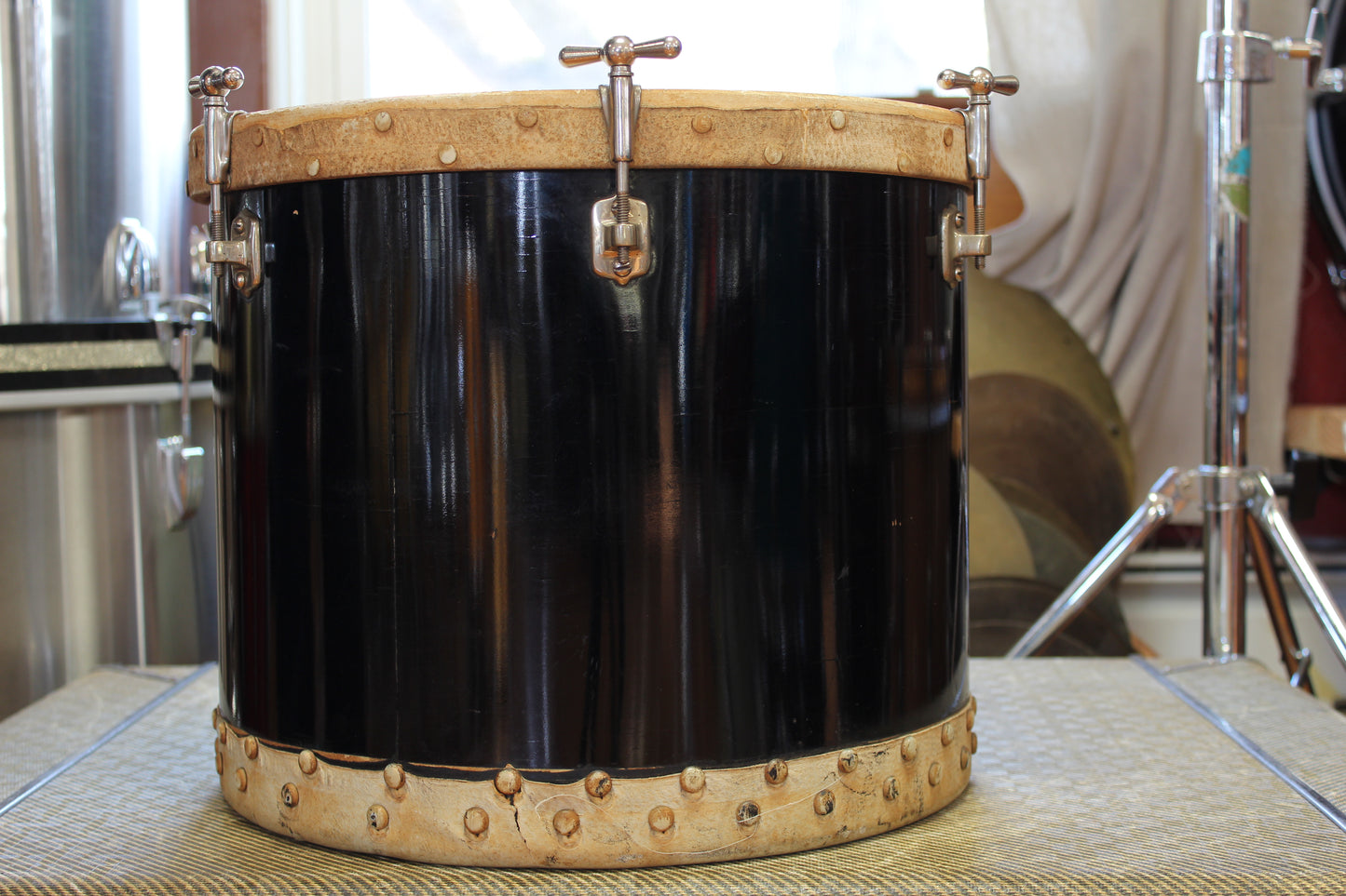 1930s Ludwig 12"x14" Tacked Tom in Black Lacquer