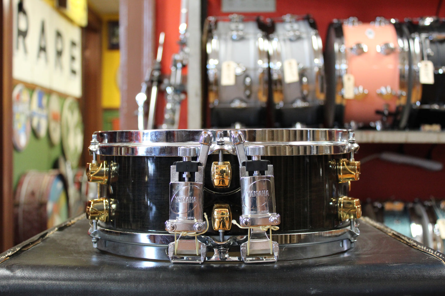 1990s Yamaha 5x13 Dave Weckl Signature Snare Drum in Black Lacquer