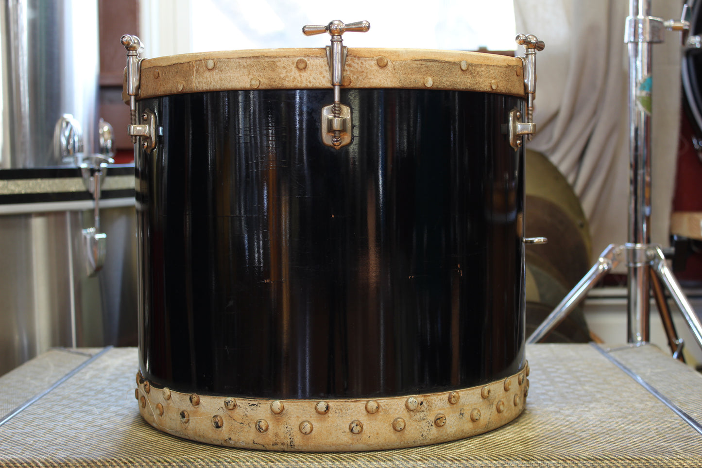 1930s Ludwig 12"x14" Tacked Tom in Black Lacquer