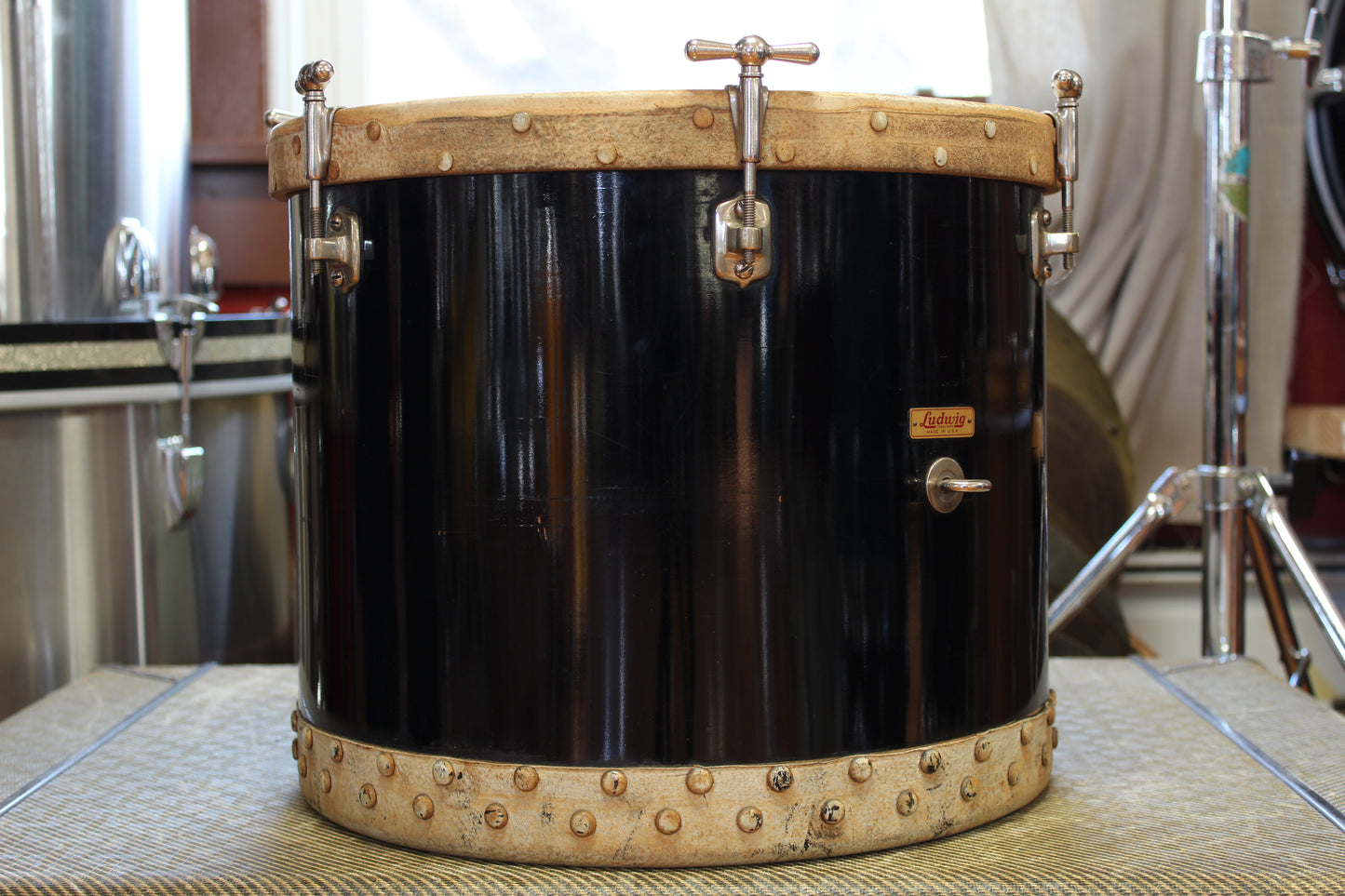 1930s Ludwig 12"x14" Tacked Tom in Black Lacquer