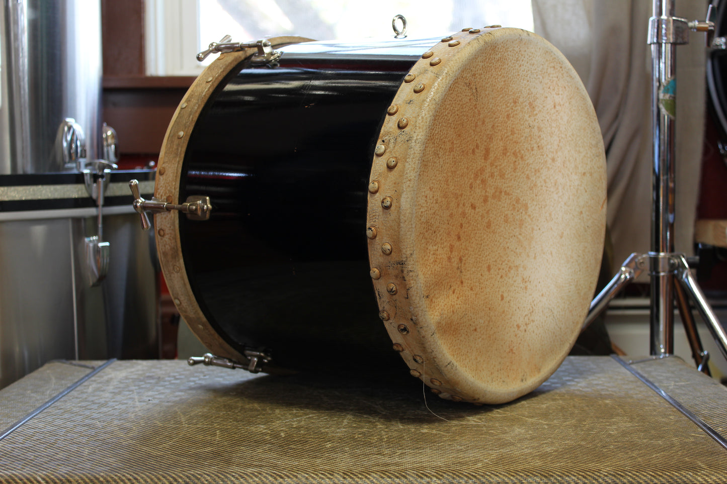 1930s Ludwig 12"x14" Tacked Tom in Black Lacquer