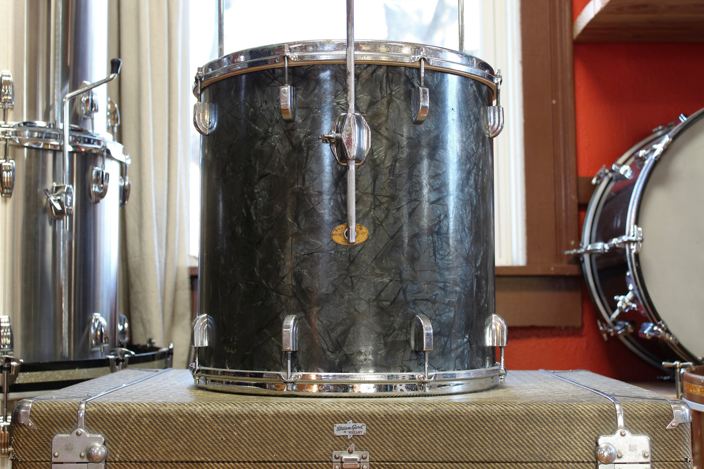 1960s Leedy Drum Kit in Black Diamond Pearl 14x20 16x16 9x13