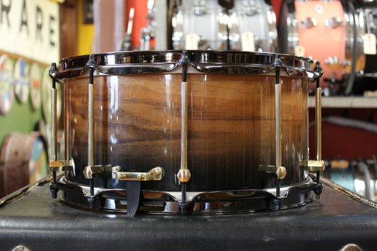 Noble and Cooley 7x14 Solid Shell Classic Walnut Snare Drum in Black Fade High gloss