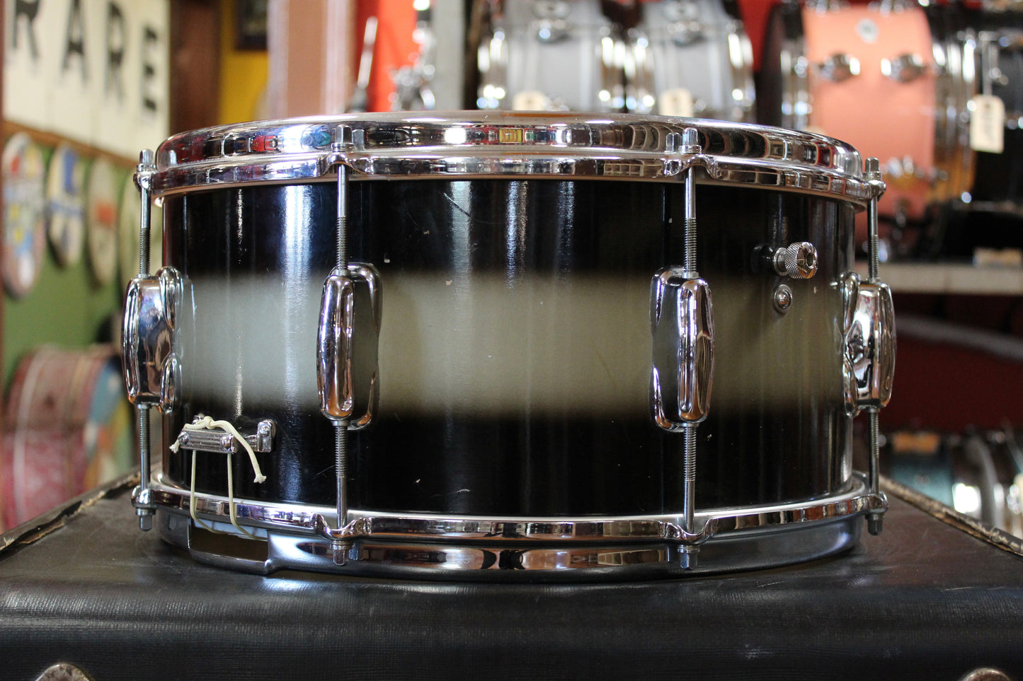 1964 Slingerland 7x14 Hollywood Ace Model Snare Drum in Black and Silver Duco