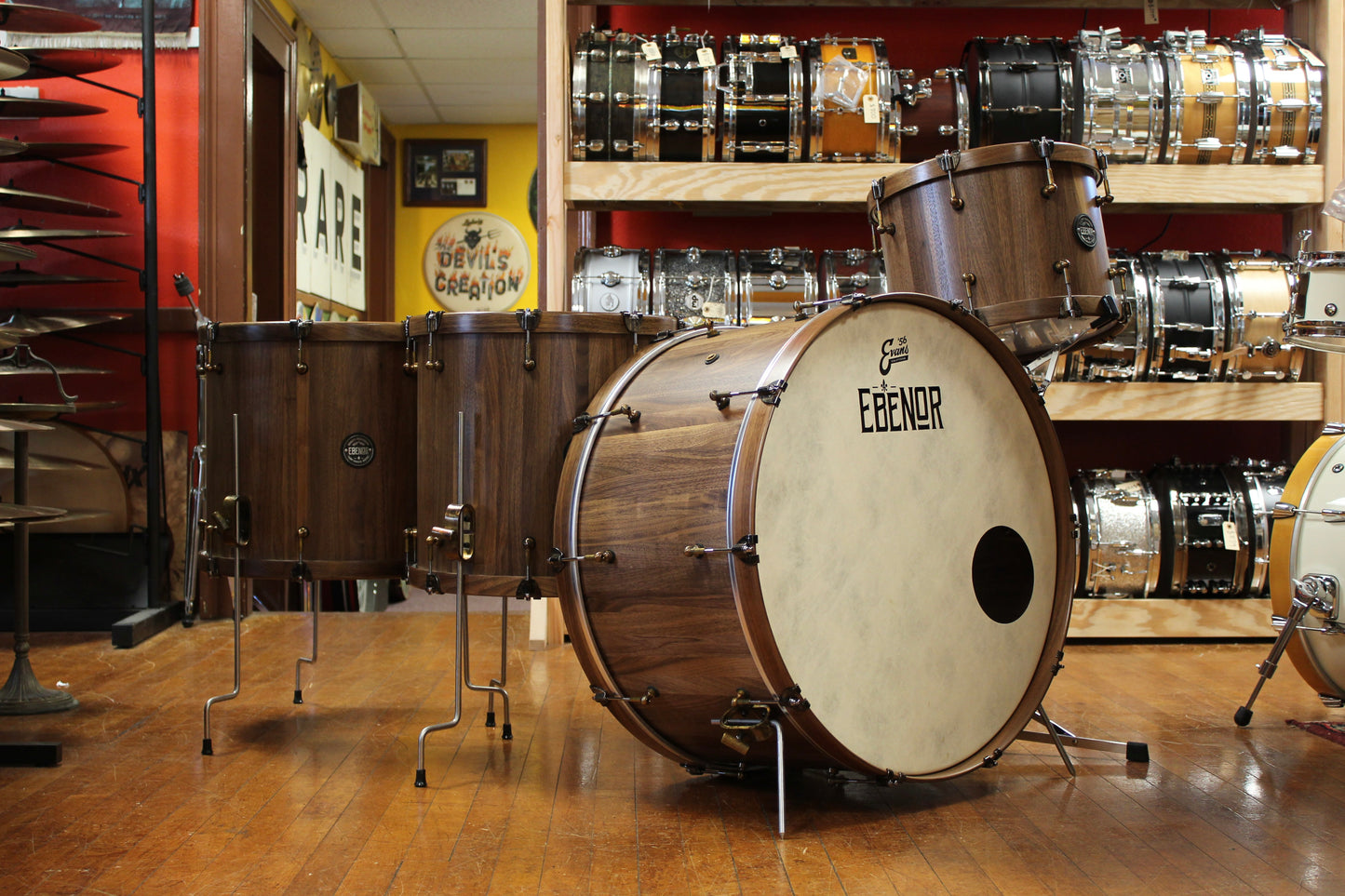 Ebenor Percussion Black Walnut Drum Kit 14x26 16x18 16x16 10x14