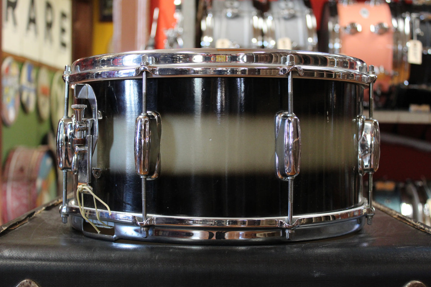 1964 Slingerland 7x14 Hollywood Ace Model Snare Drum in Black and Silver Duco