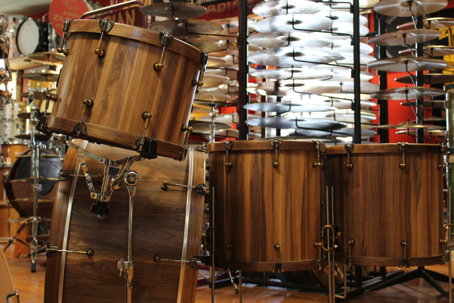 Ebenor Percussion Black Walnut Drum Kit 14x26 16x18 16x16 10x14