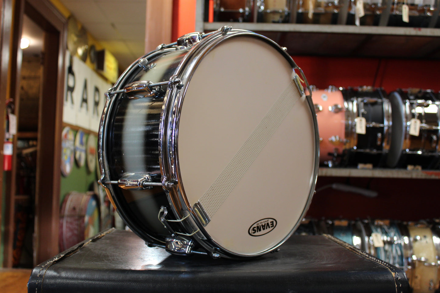 1964 Slingerland 7x14 Hollywood Ace Model Snare Drum in Black and Silver Duco