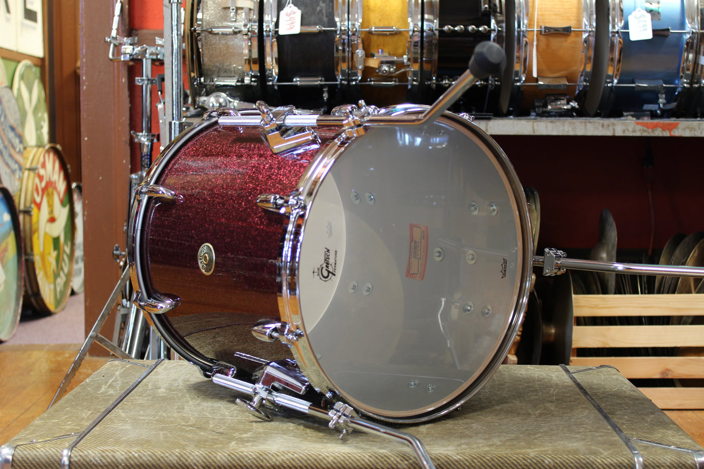 Gretsch USA Custom Outfit in Burgundy Sparkle 14x20 7x10 8x12 14x14 14x16