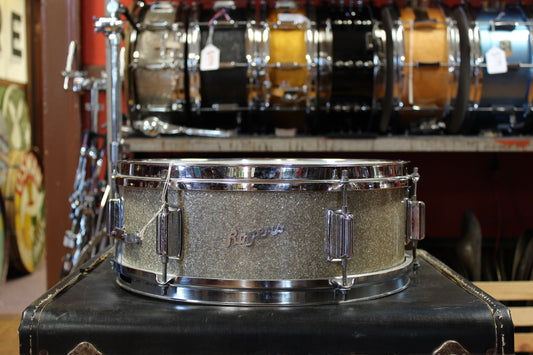 1960's Rogers 5x14 Luxor Snare Drum in Silver Sparkle