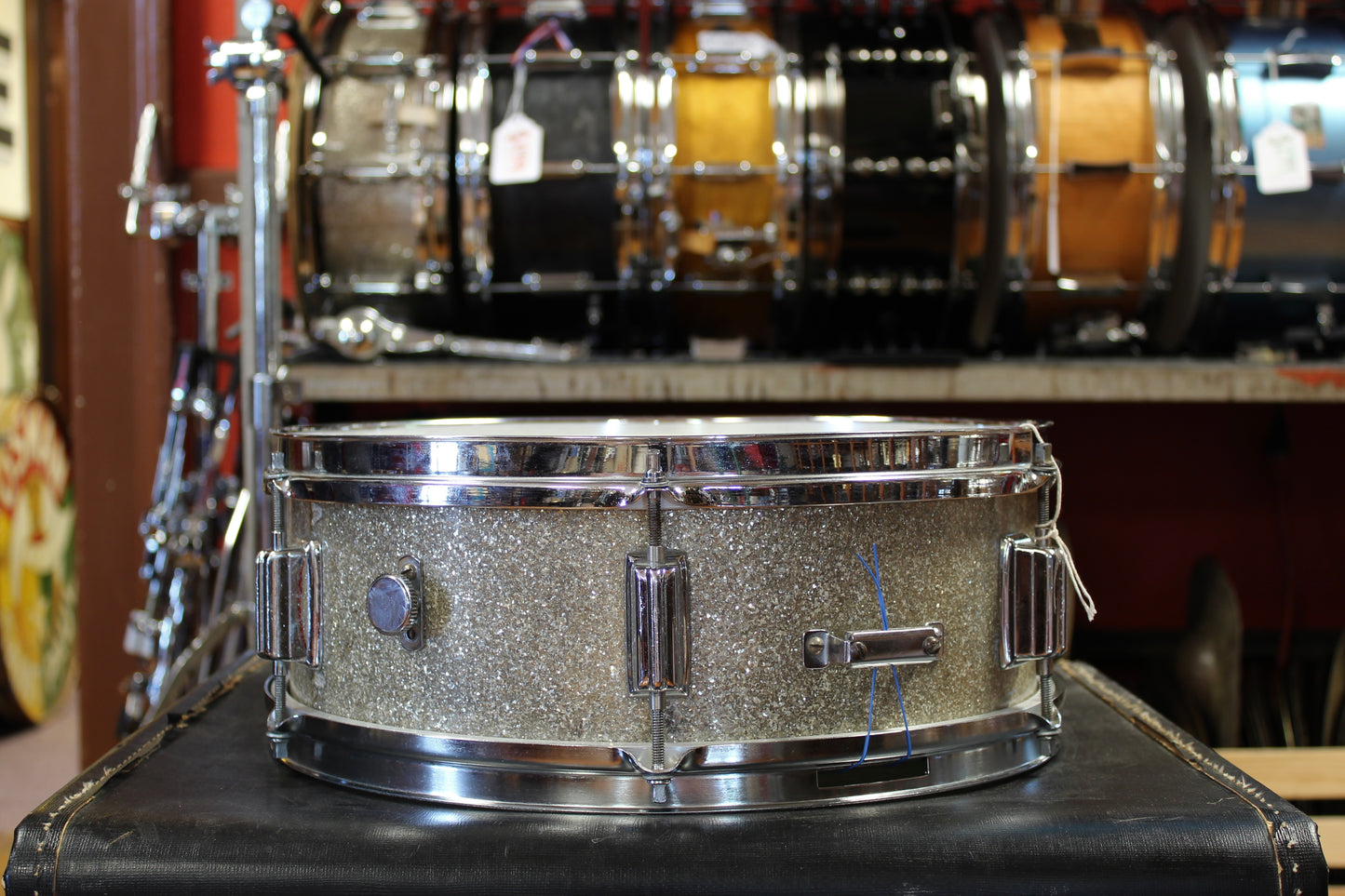 1960's Rogers 5x14 Luxor Snare Drum in Silver Sparkle