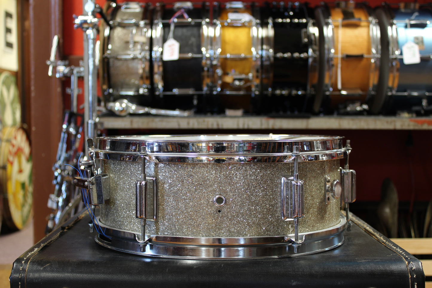 1960's Rogers 5x14 Luxor Snare Drum in Silver Sparkle