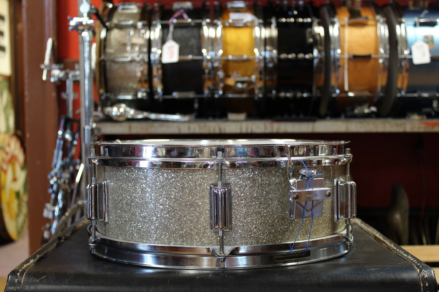 1960's Rogers 5x14 Luxor Snare Drum in Silver Sparkle