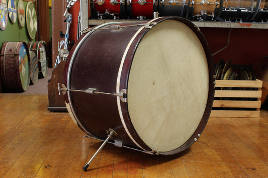 1940s-50s Kent 14x22 Bass Drum in Burgundy Lacquer