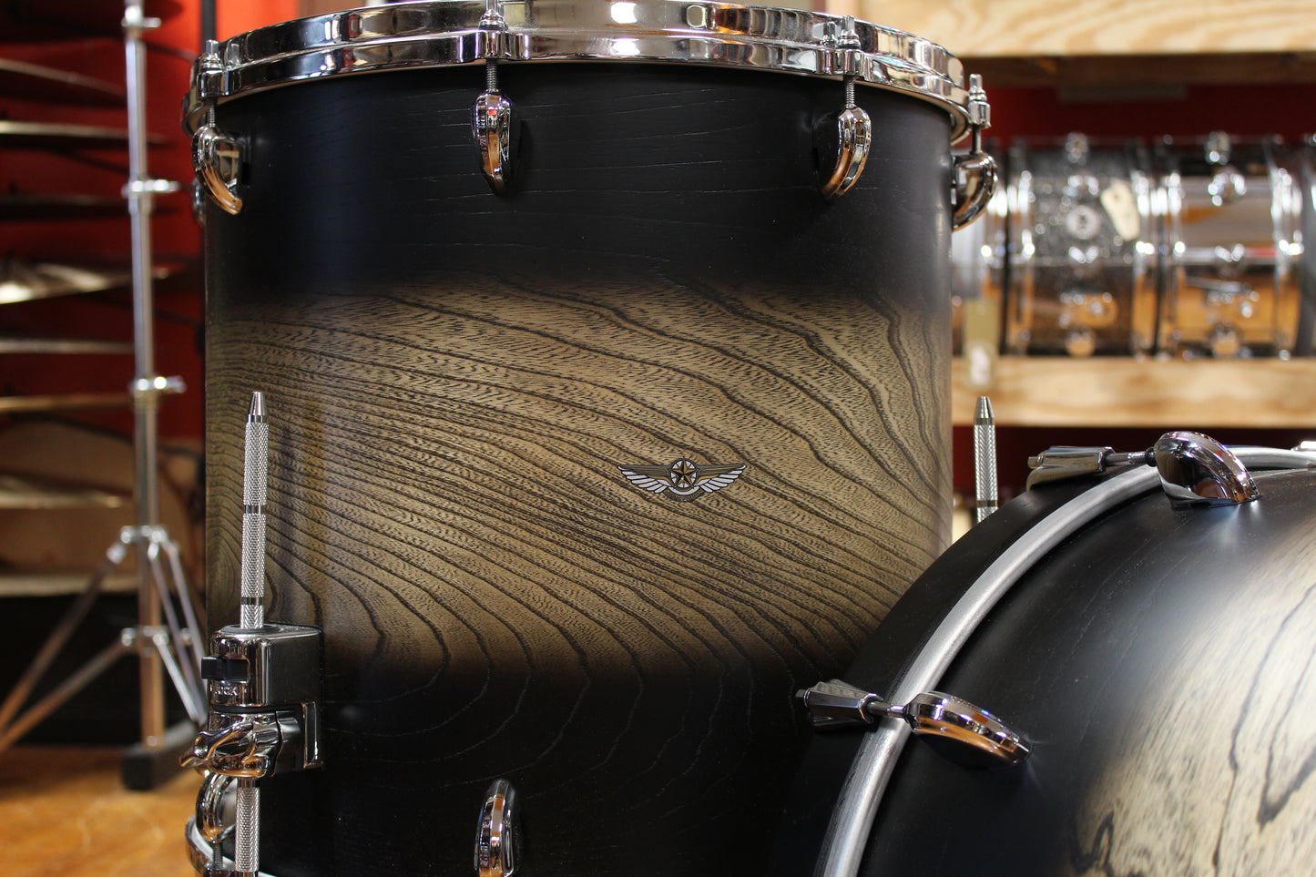 Tama Star Walnut in Satin Black Japanese Sen Burst 18x20 16x16 8x12