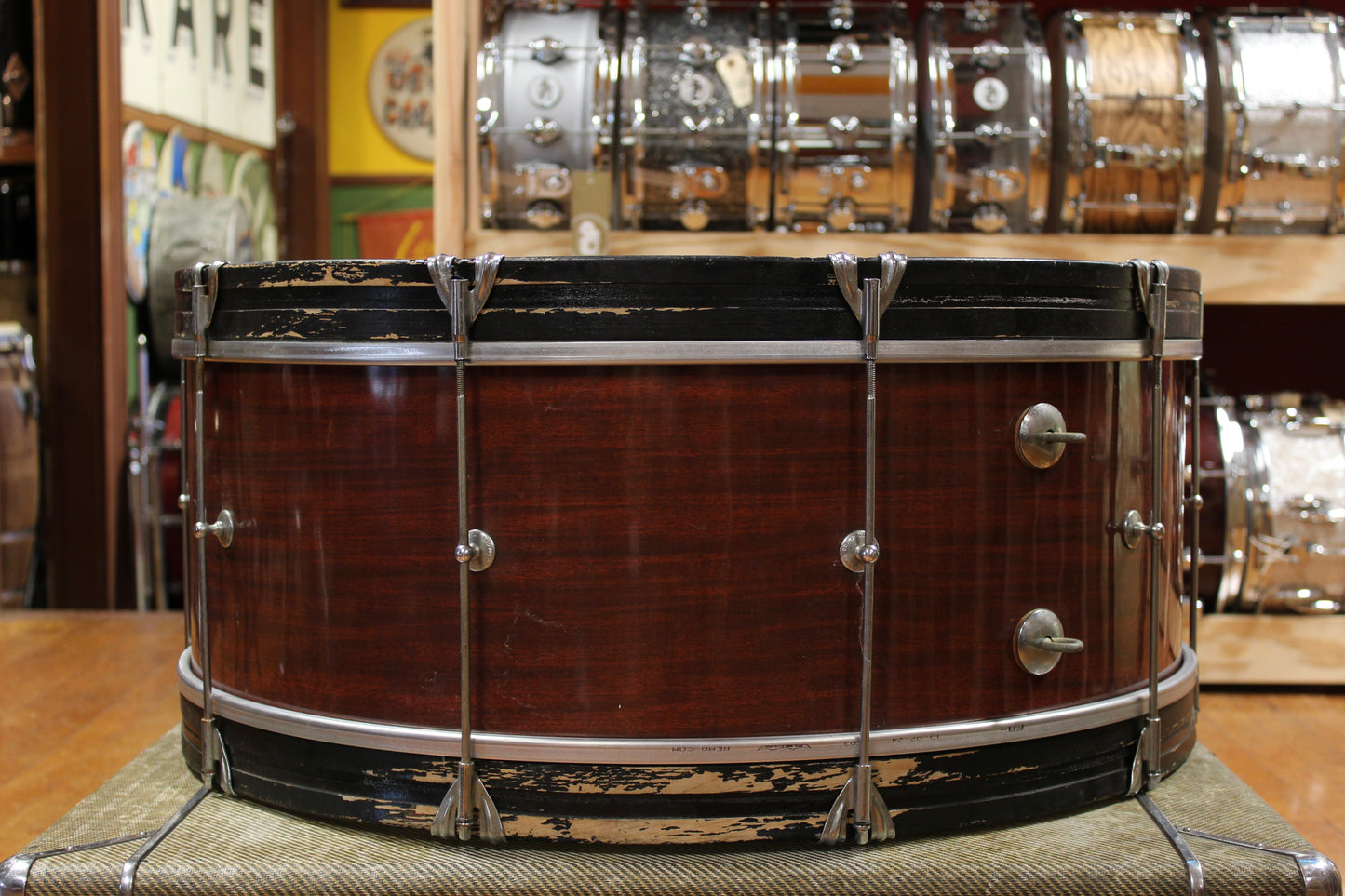 1970s Ludwig 10x28 Single Tension Bass Drum in Mahogany