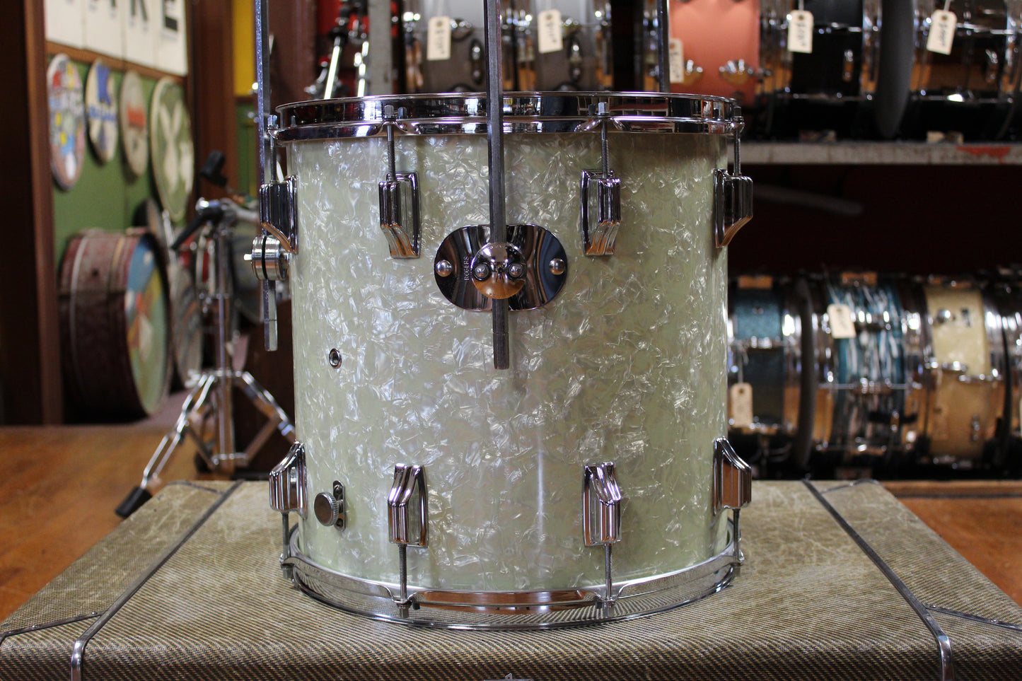 1960s Rogers Starlighter Outfit in White Marine Pearl 14x20 8x12 14x14