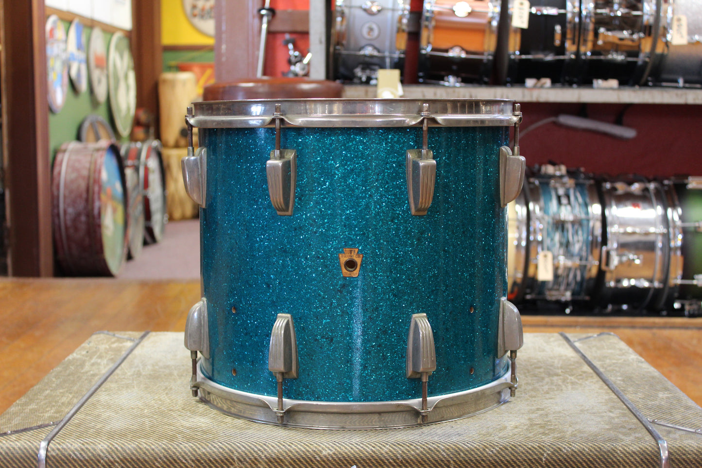 1950s WFL 12x14 Tom Tom in Aqua Sparkle