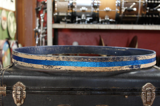 1960s Ludwig 20 Inch Wood Bass Drum Hoop with Original Blue Sparkle Inlay