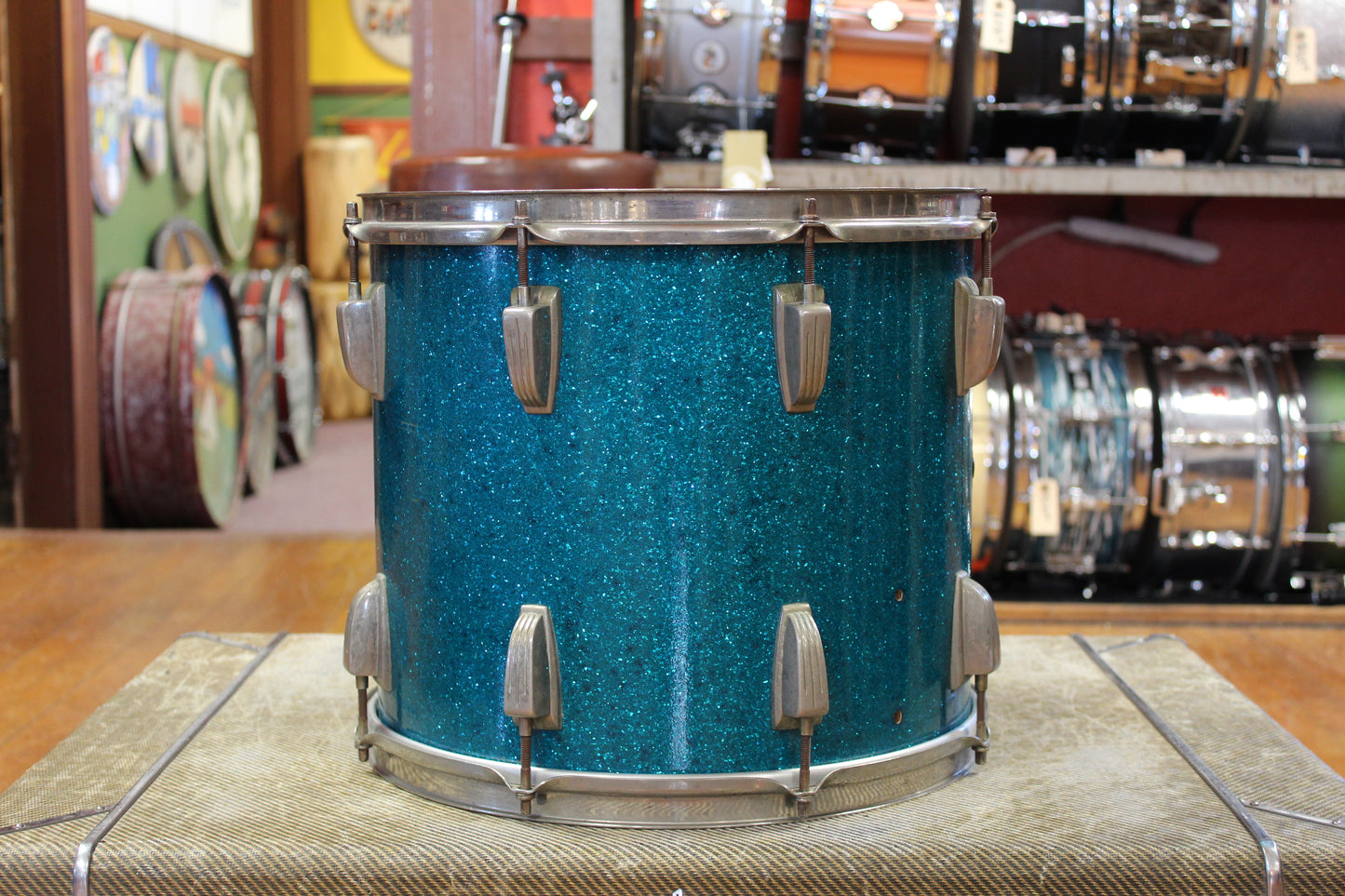 1950s WFL 12x14 Tom Tom in Aqua Sparkle