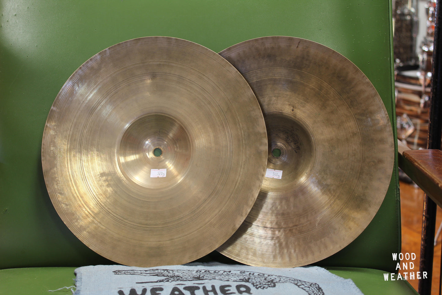 1930-40s A. Zildjian 12" First Stamp Hi-Hat Cymbals 320/340g