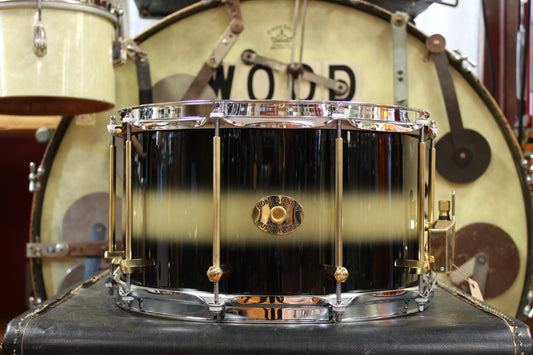 Noble and Cooley 8x14 SS Maple Snare Drum in Black and Gold Duco