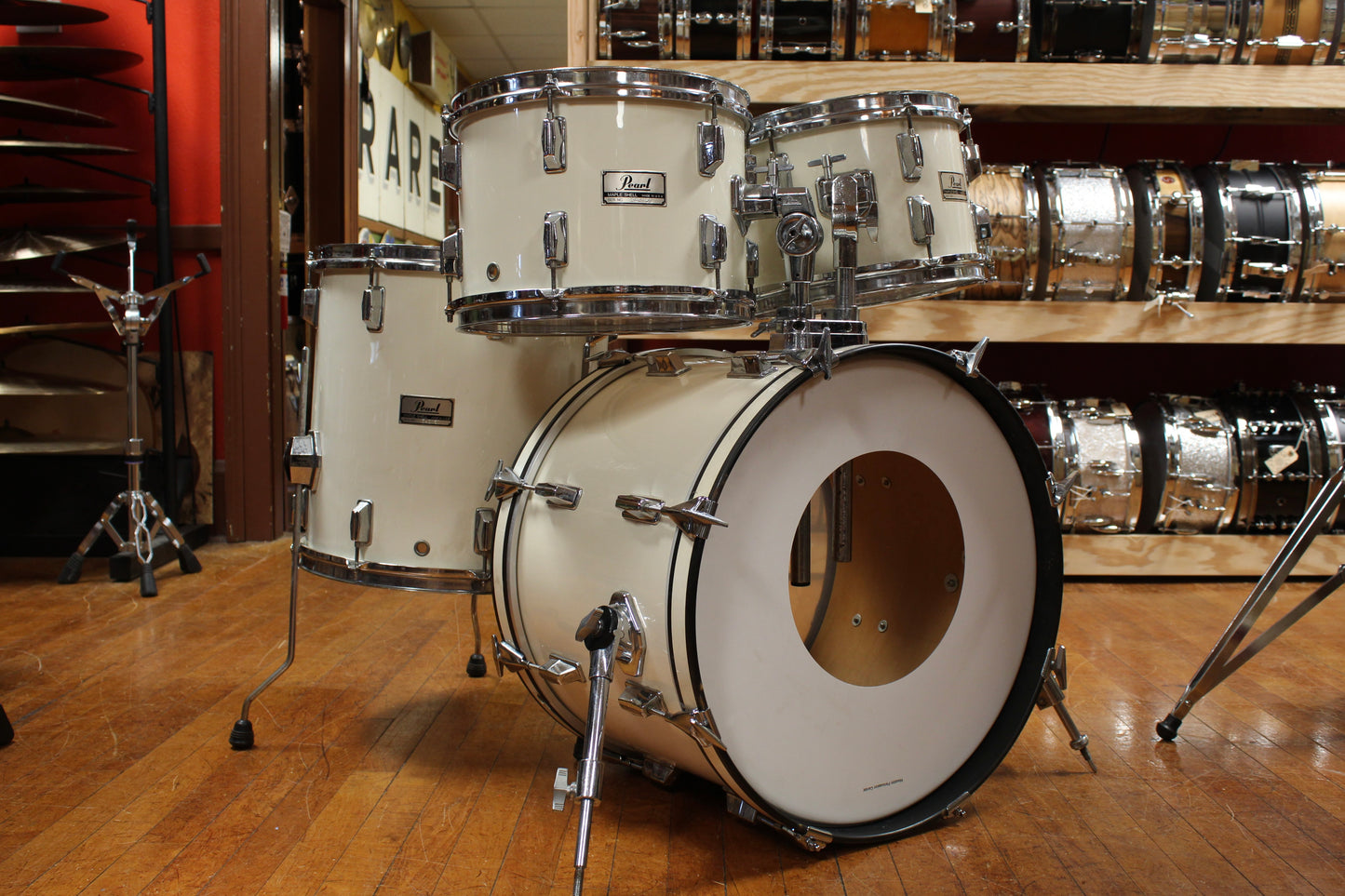 1980s Pearl Maple Shell Outfit in White Gloss 14x20 8x12 9x13 16x16