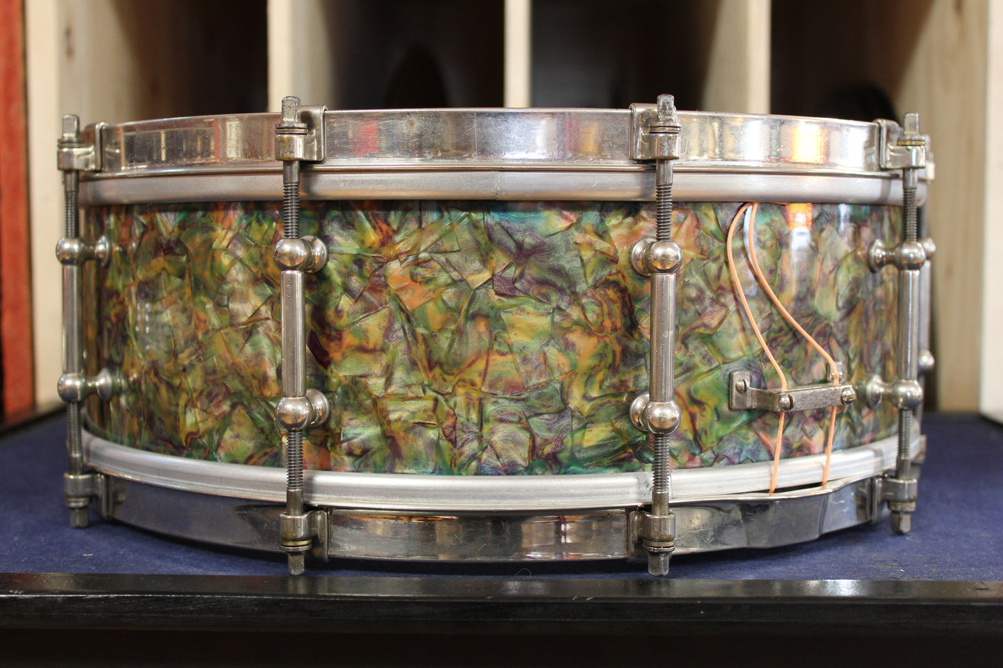 1930s Ludwig and Ludwig 5x14 Professional Model Snare Drum in Peacock Pearl