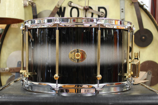Noble and Cooley 8x14 SS Maple Snare Drum in Black and Silver Duco