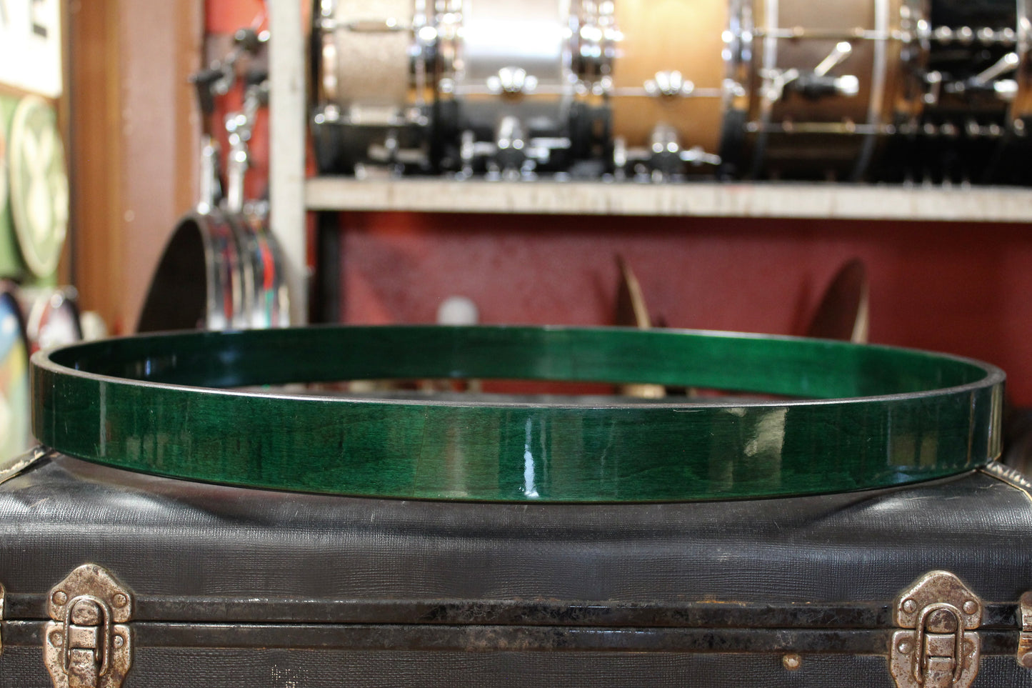 Modern 20 Inch Wood Bass Drum Hoops in Green Lacquer