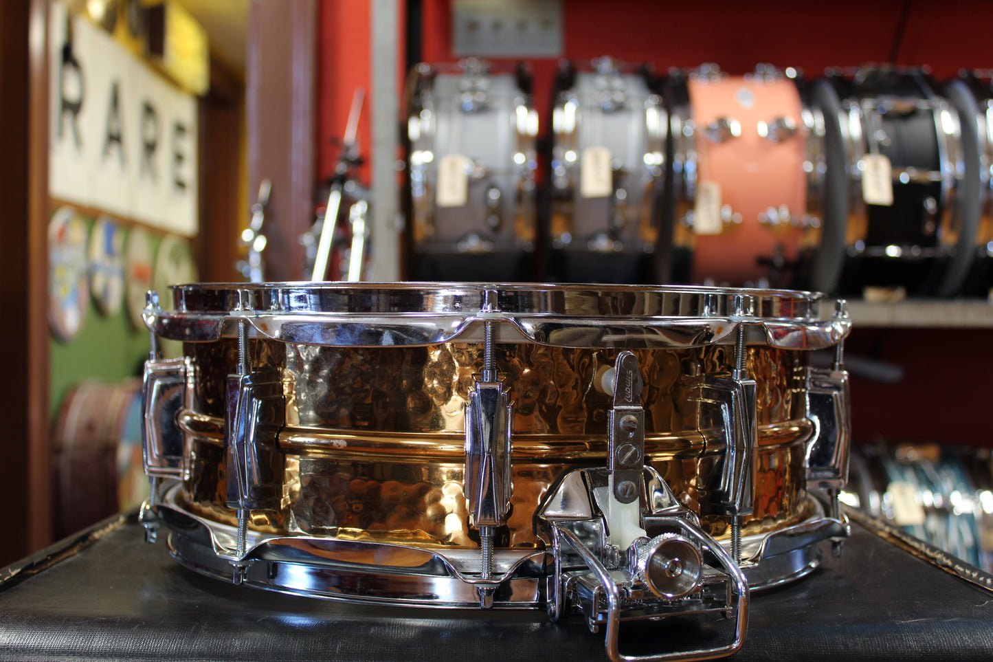 1990s Ludwig Hamered Bronze 5"x14" Super Sensitive Snare Drum